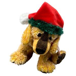 Ty Beanie Baby "Jingle Pup" Christmas Plush Dog 7" Red Santa Hat Surface READ